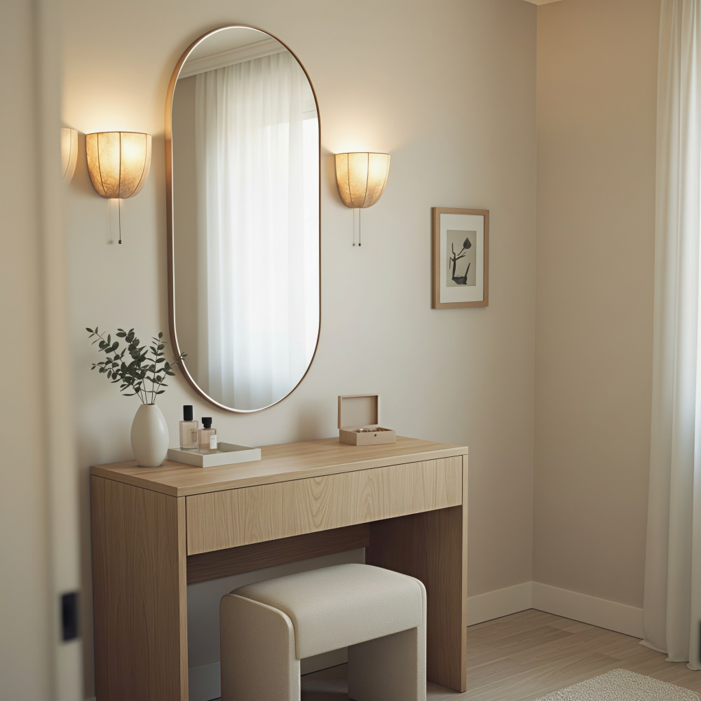 Pair of Fablune wall sconces near a mirror