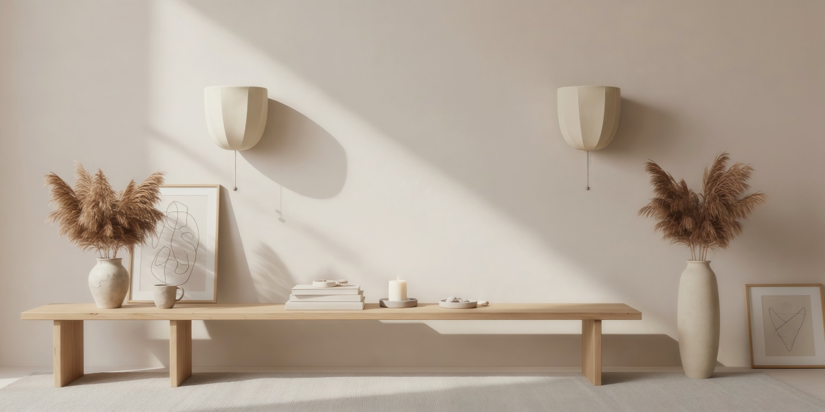 Fablune linen wall lamp in a calm living room setting