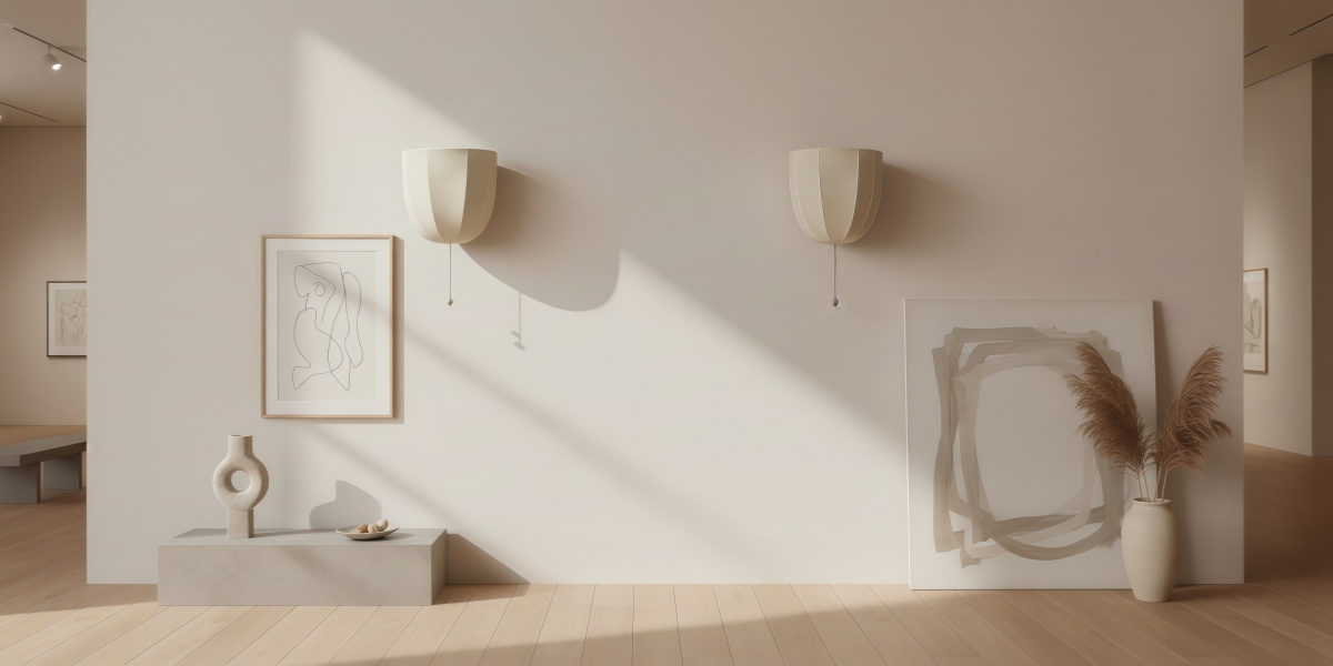 Two Fablune linen wall lamps in one room