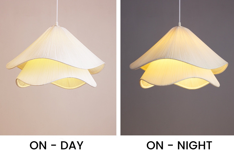 Day and night lighting effect of the Ethereal Bloom pendant light