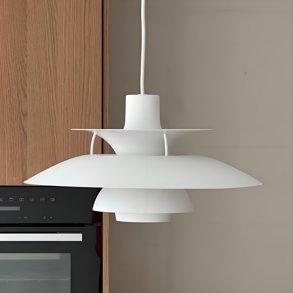 White pendant light kitchen scene