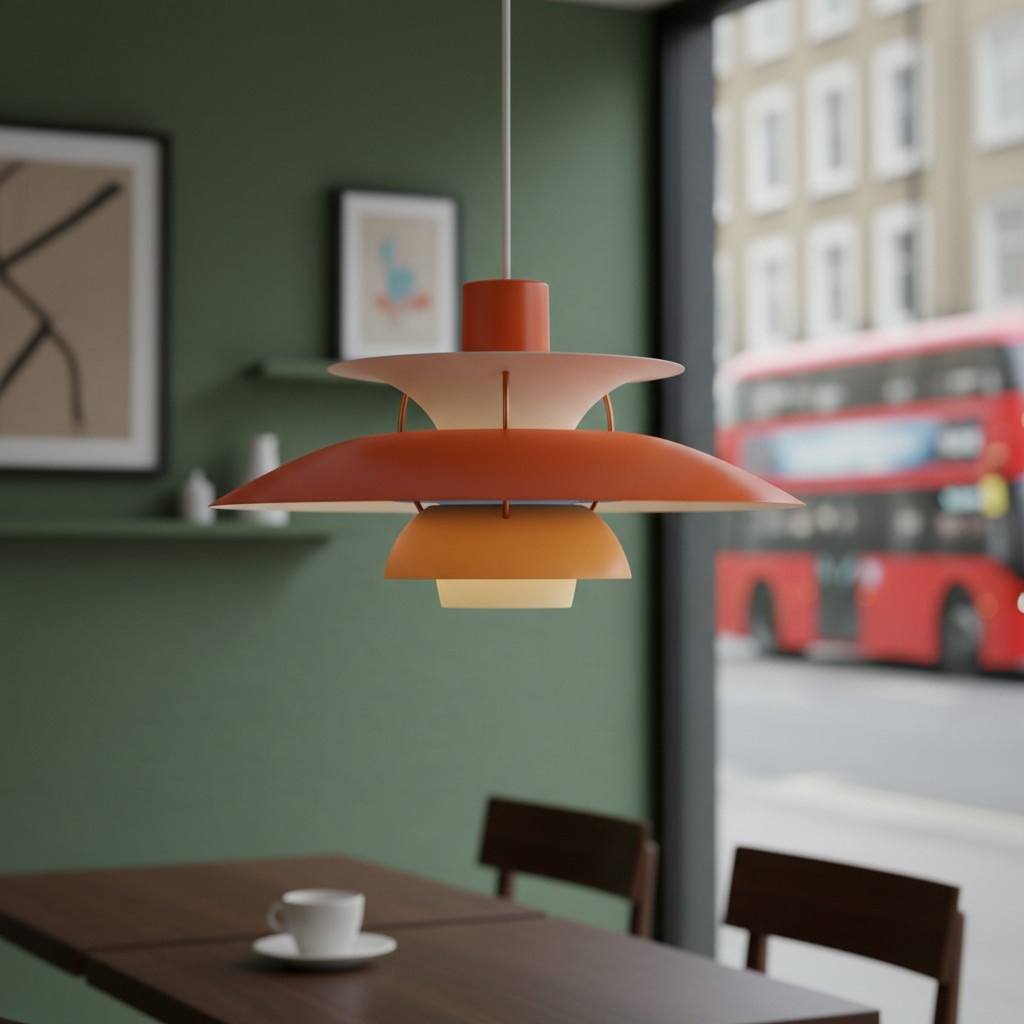 Green pendant light dining setting