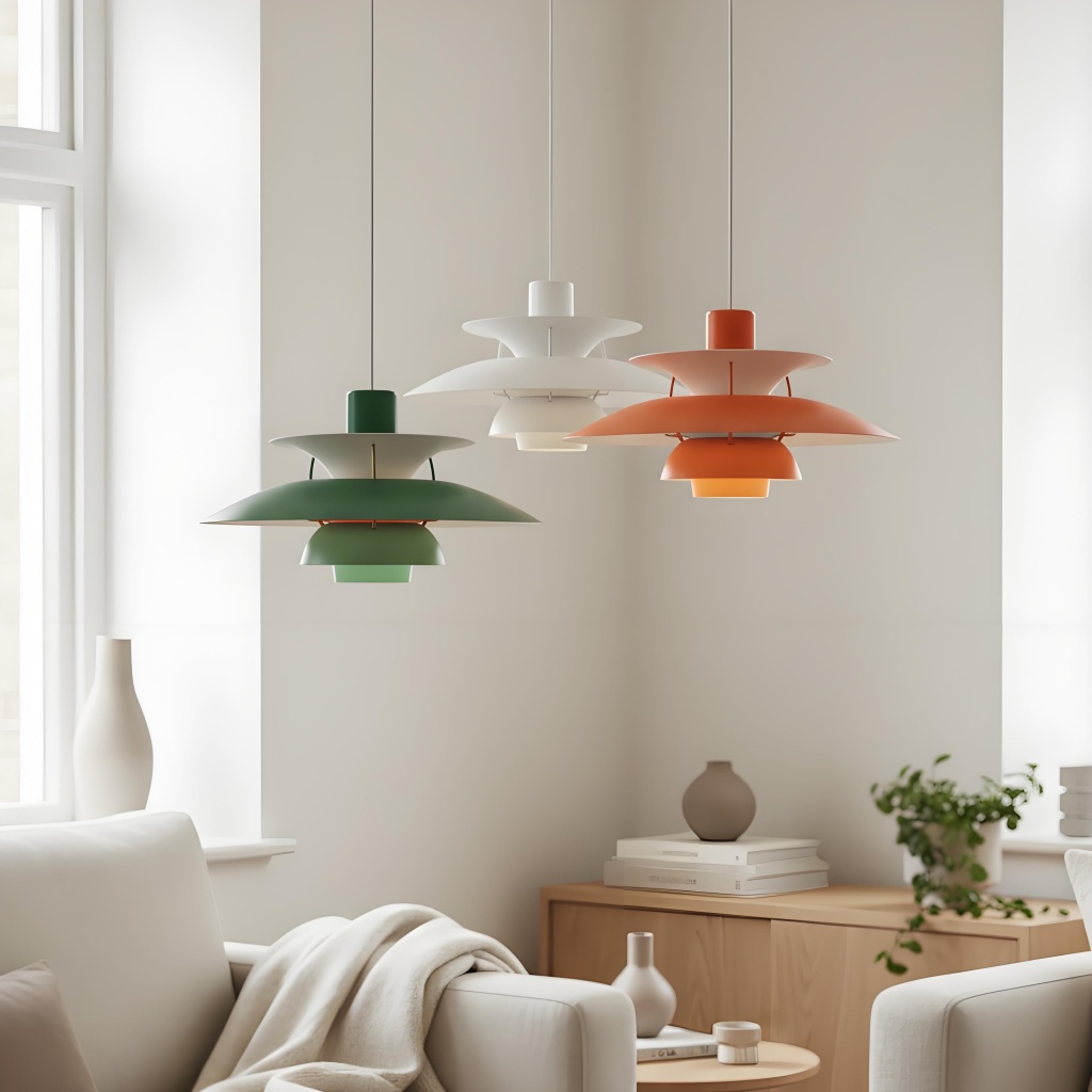 Pendant lights in living room setting