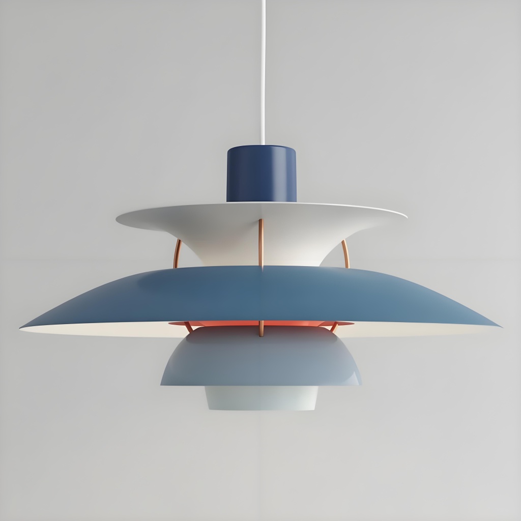 Blue layered pendant light front view