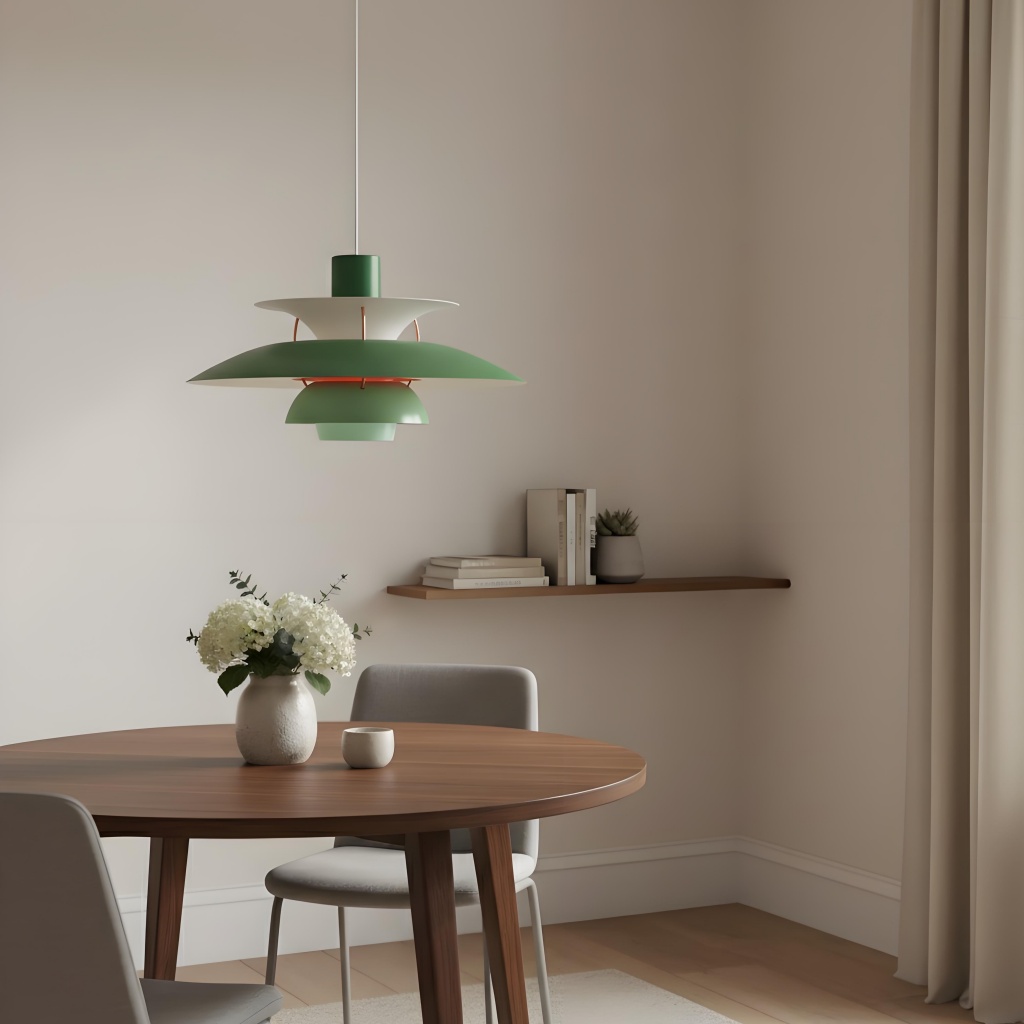 Orange pendant light café setting