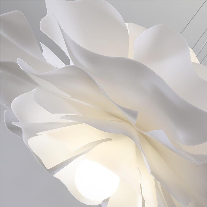 Layered flower pendant detail viewed from below