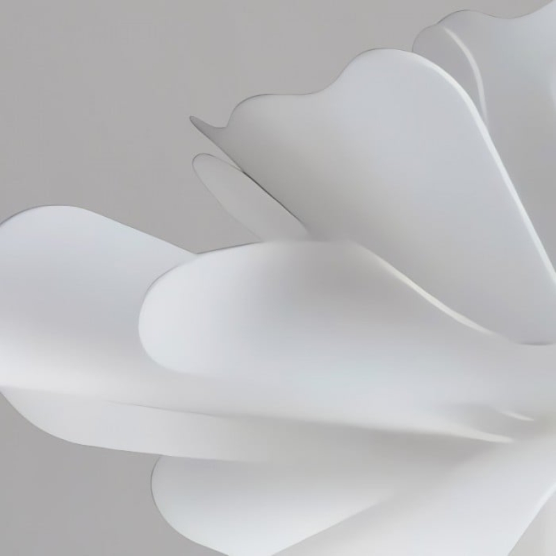 Close-up of layered white flower pendant petals