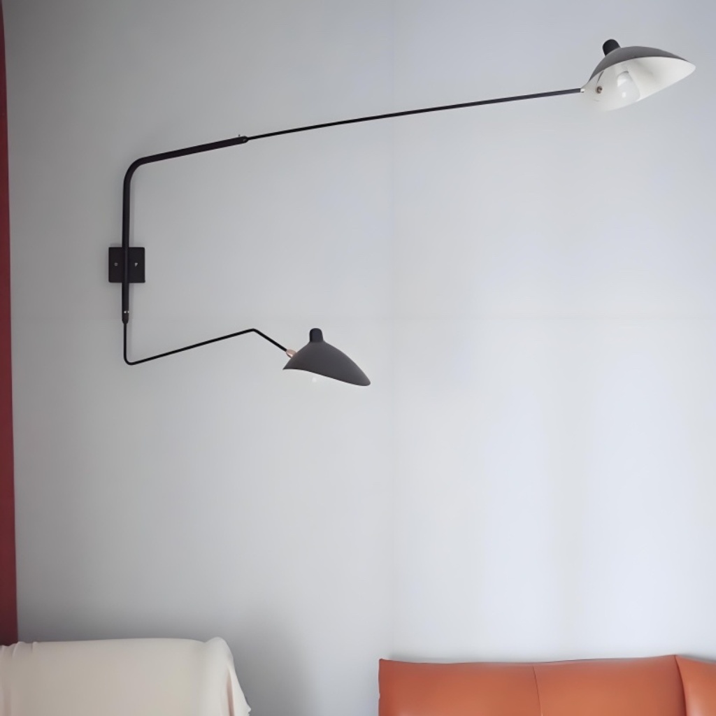 Double arm Arclume wall light over seating