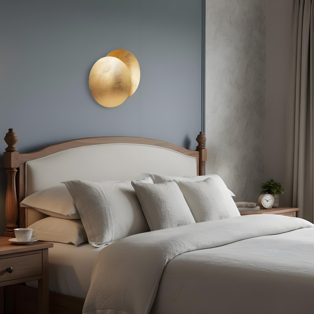 Gold Discola wall light in a bedroom