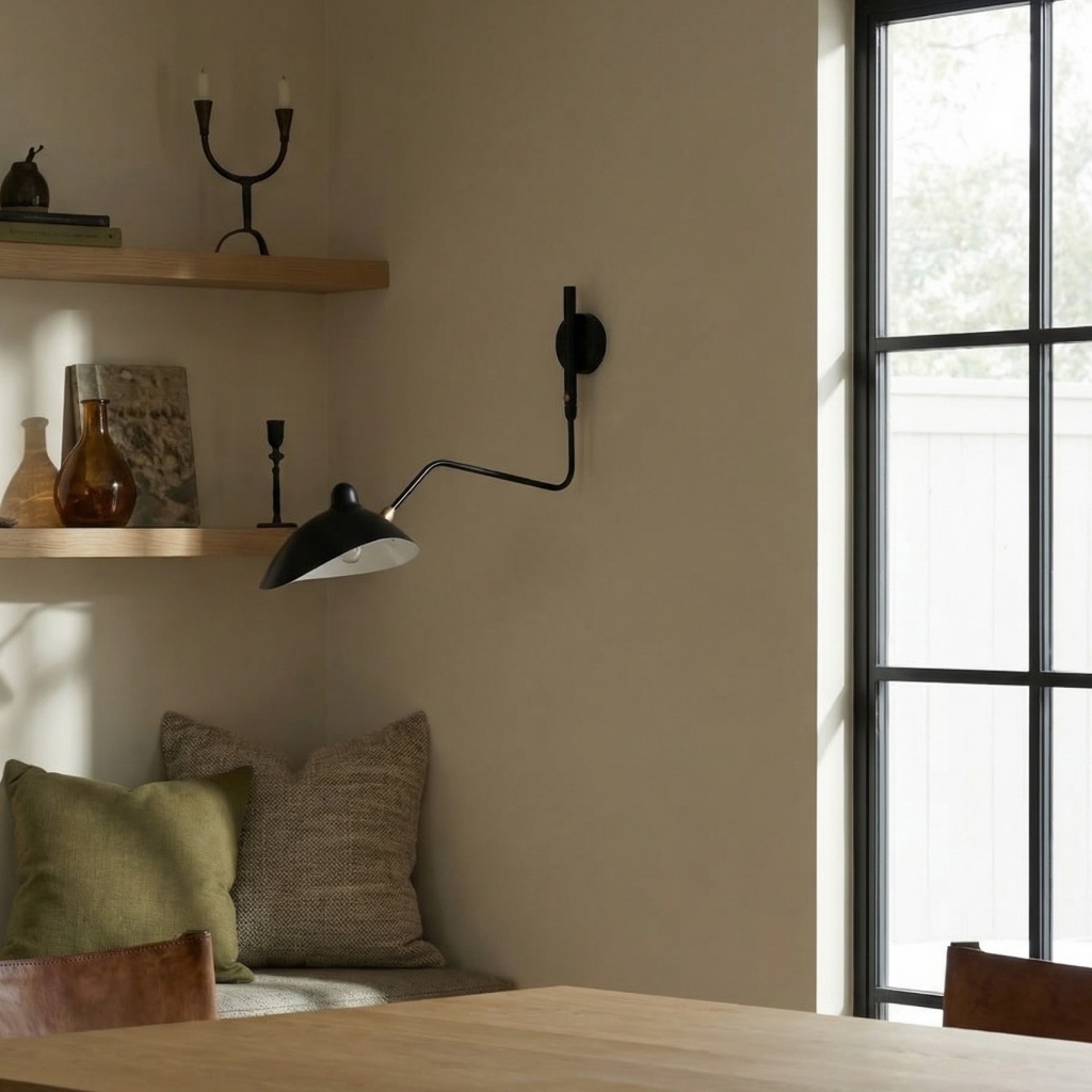 Arclume wall light near an arched mirror