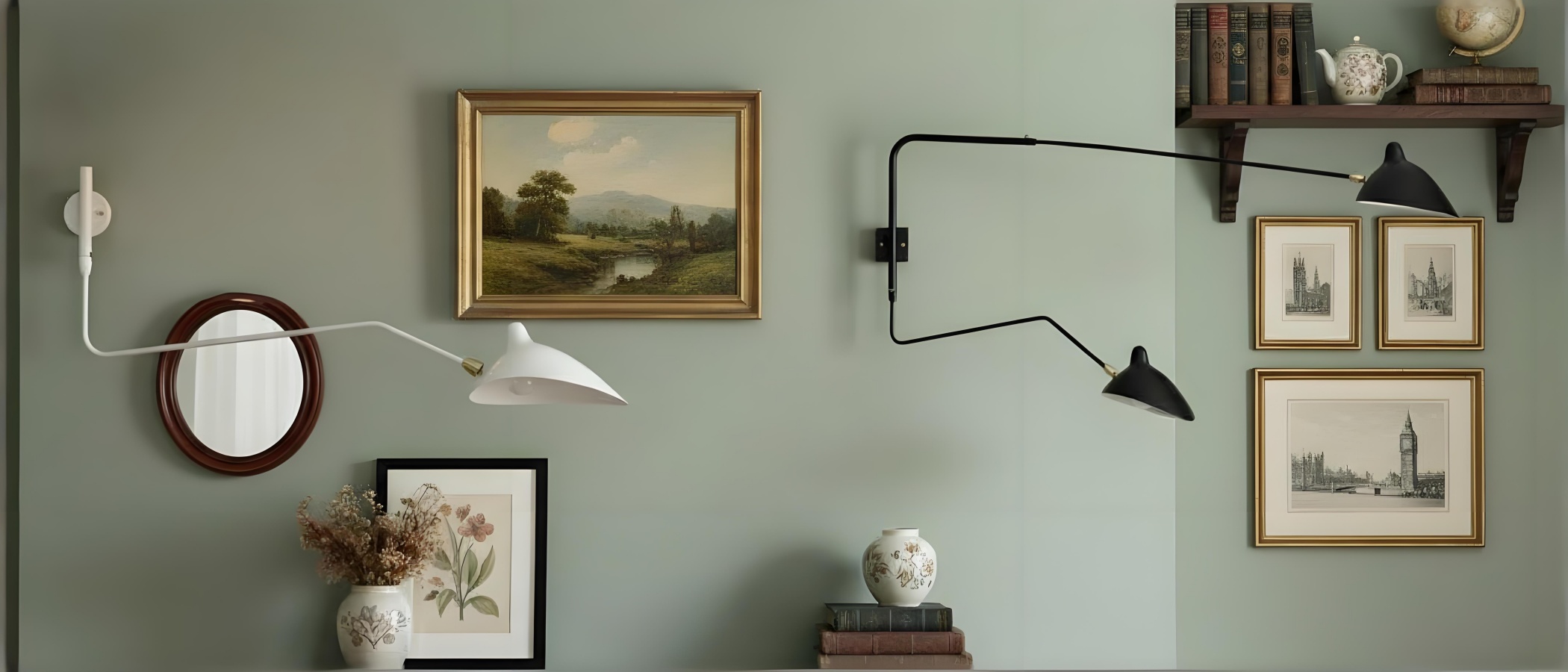 Arclume swing arm wall light in a modern interior
