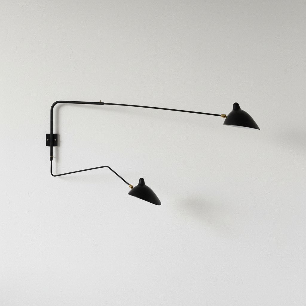 Black double arm Arclume wall light