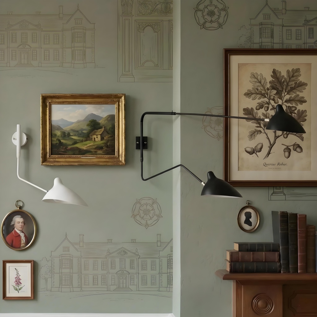 Arclume wall light with framed artwork