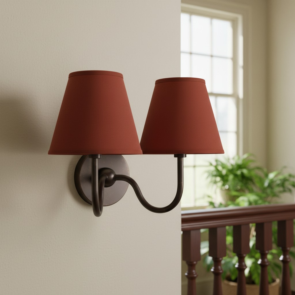 Green shade wall light in kitchen