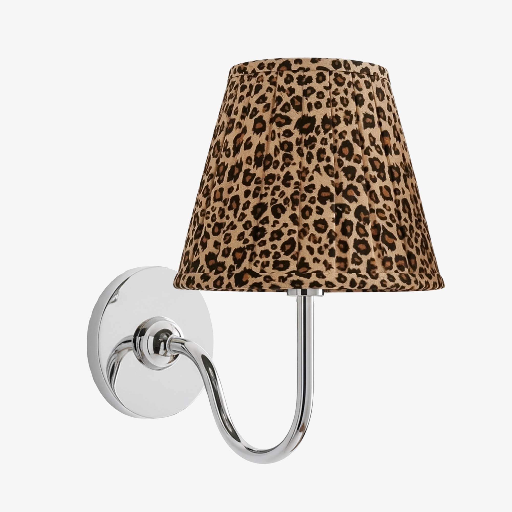 Leopard shade chrome single wall light