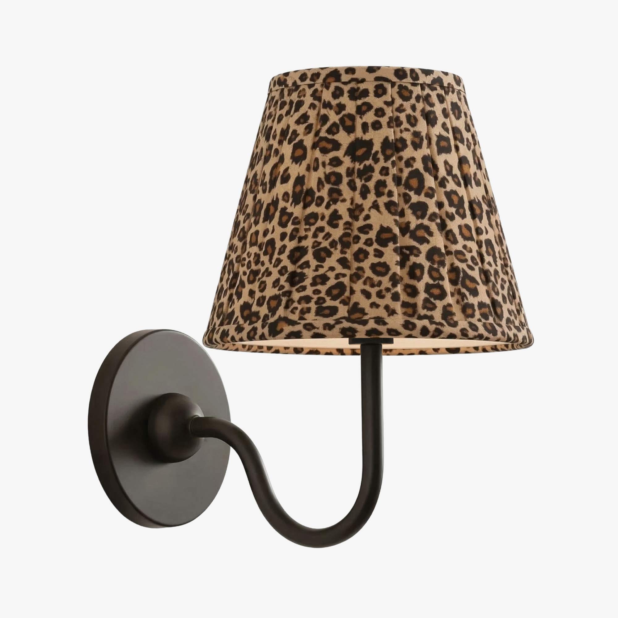 Leopard shade matte black single wall light