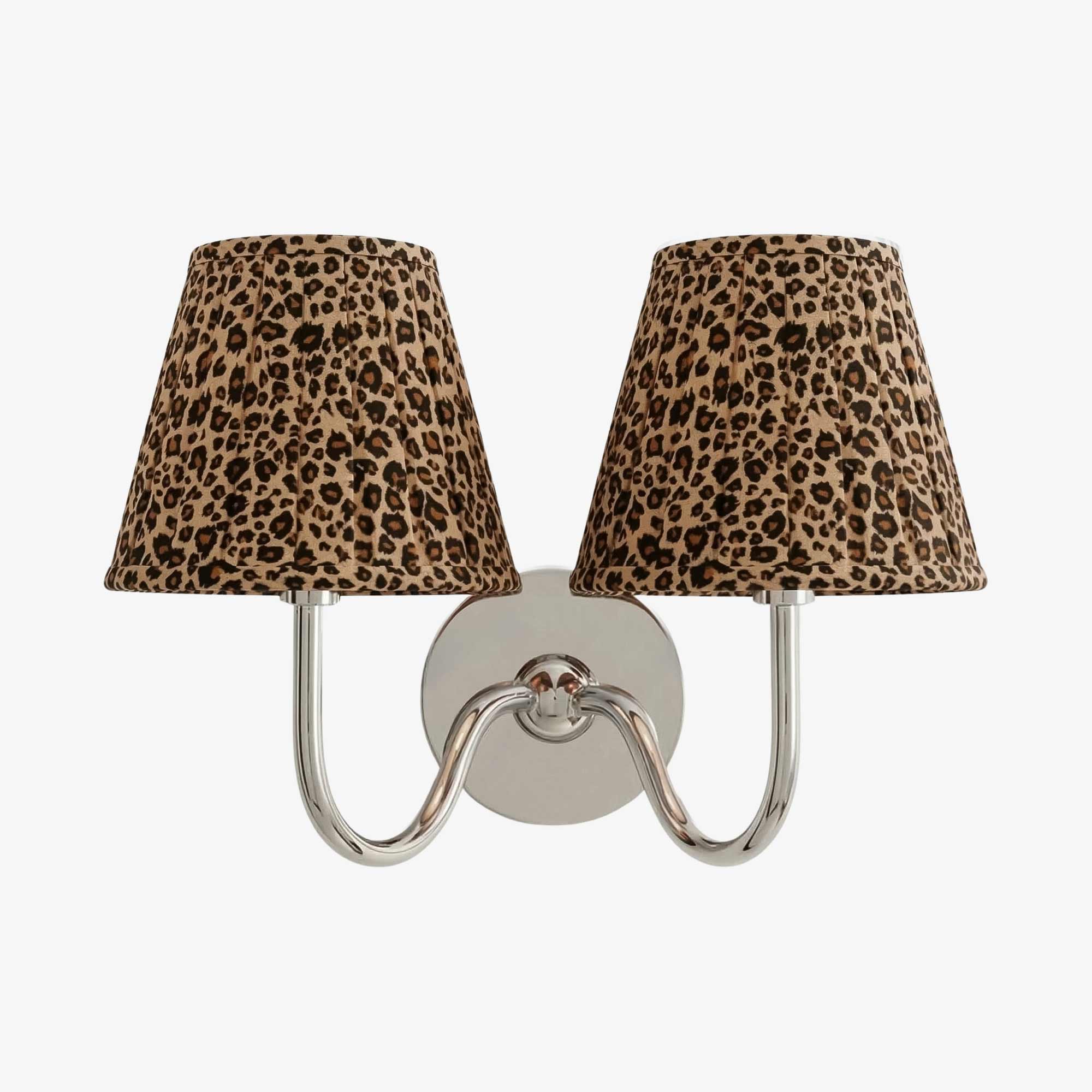 Leopard shade chrome double wall light