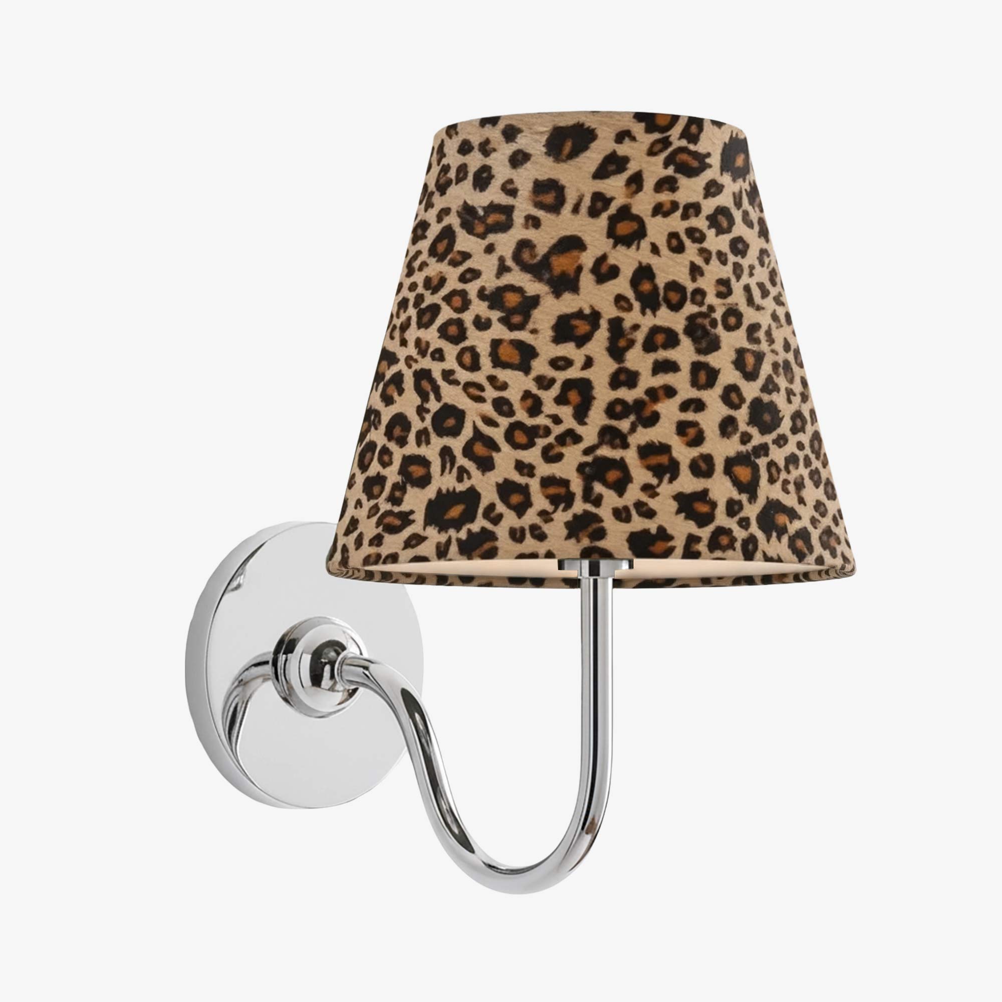 Leopard shade chrome wall light side view