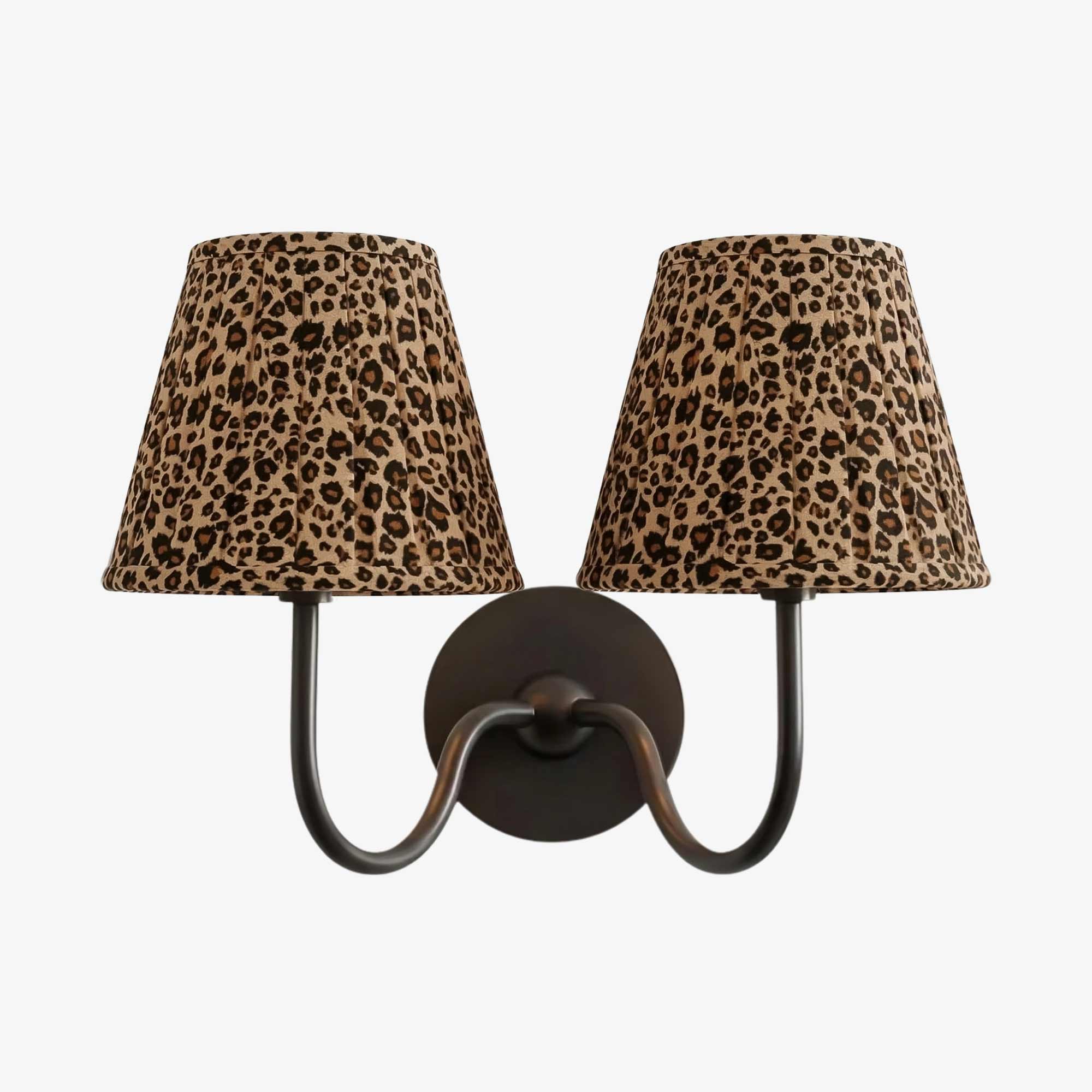 Leopard shade matte black double wall light