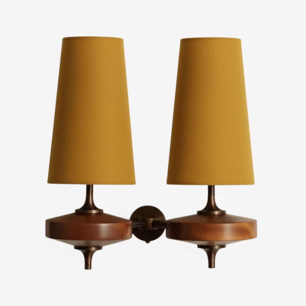 Two heads Luma wall lamp in mustard yellow