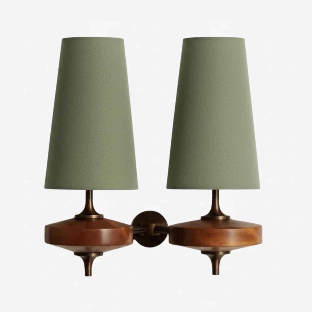 Two heads Luma wall lamp in sage green