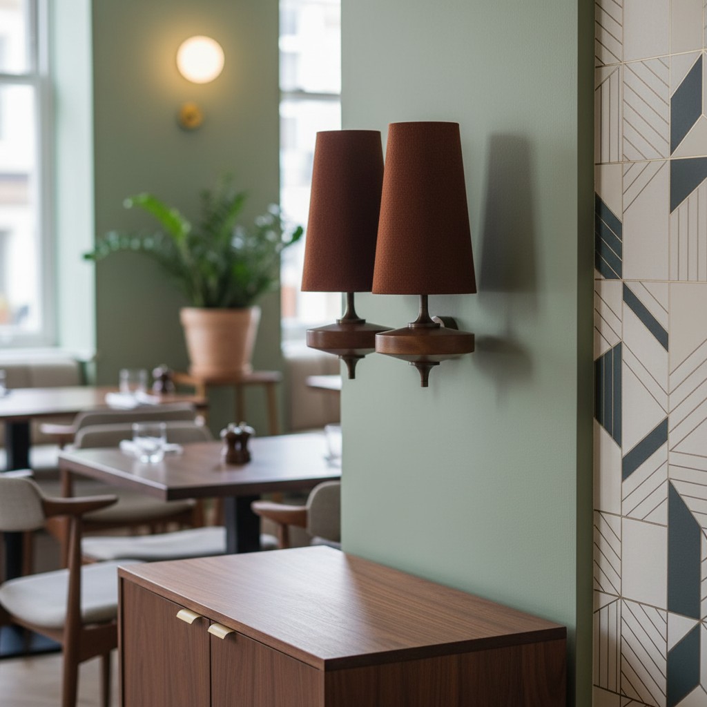 Red double Luma wall lamp in a living space
