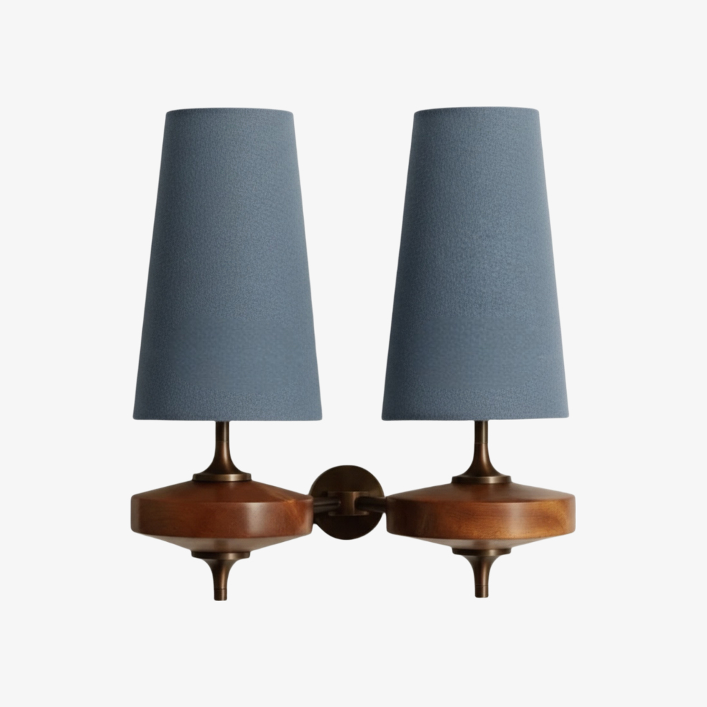 Two heads Luma wall lamp in dusty blue