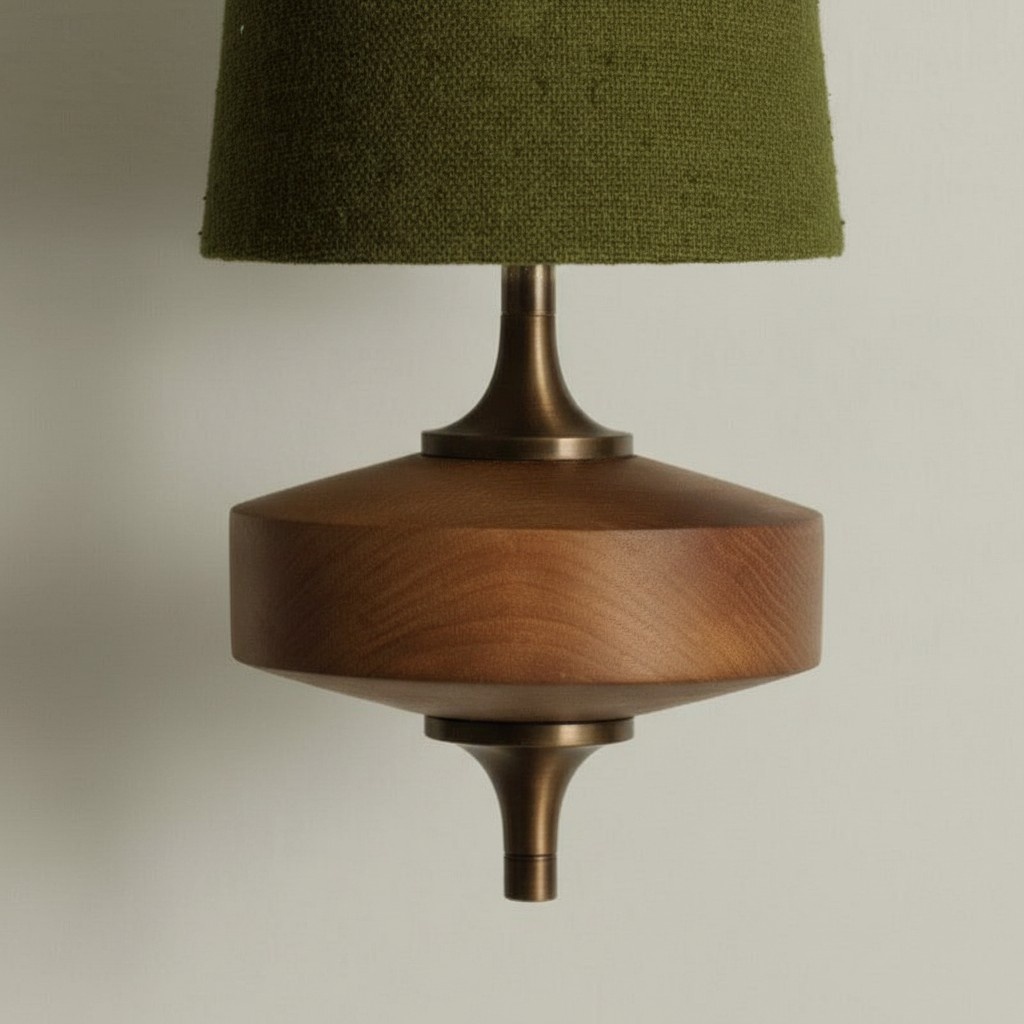 Wood and fabric wall light detail