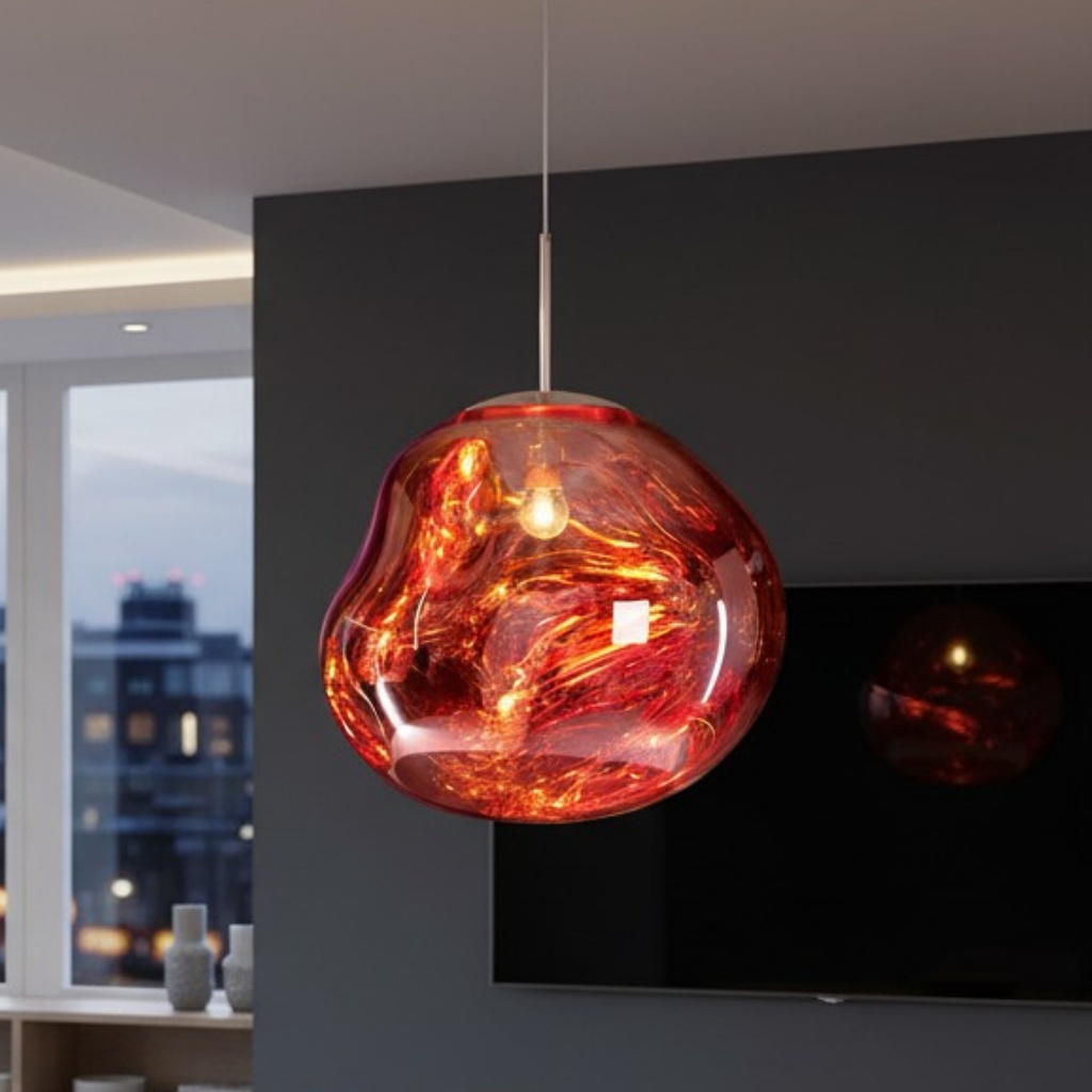 Glyador pendant light in a dark room scene