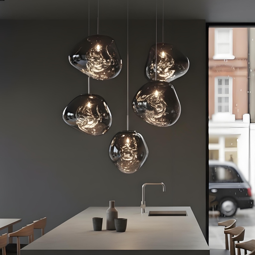 Clustered Glyador pendant lights over a counter