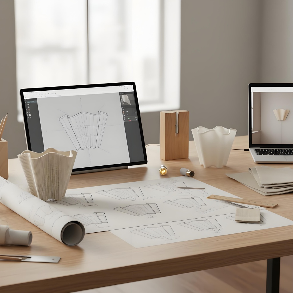Design sketch and linen shade development for the Oslan wall sconce