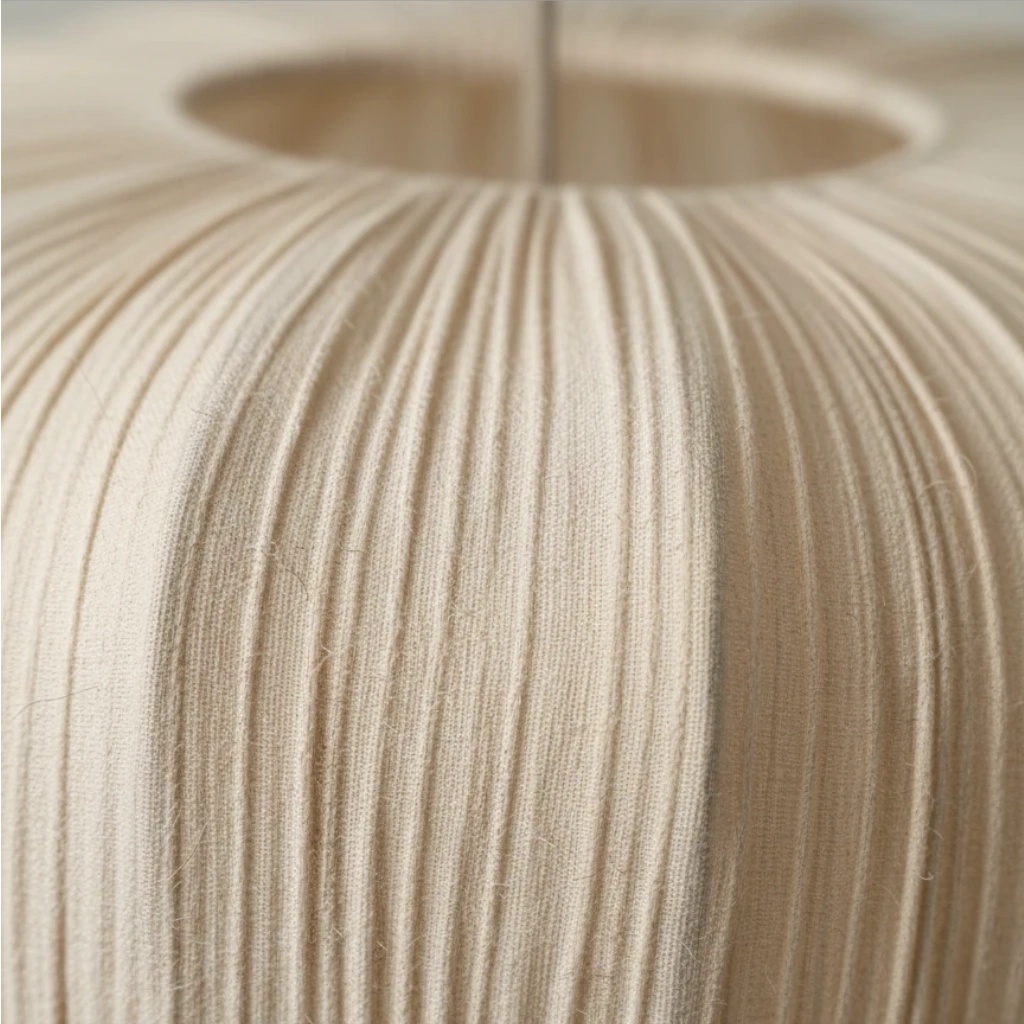 Close view of the pleated fabric shade