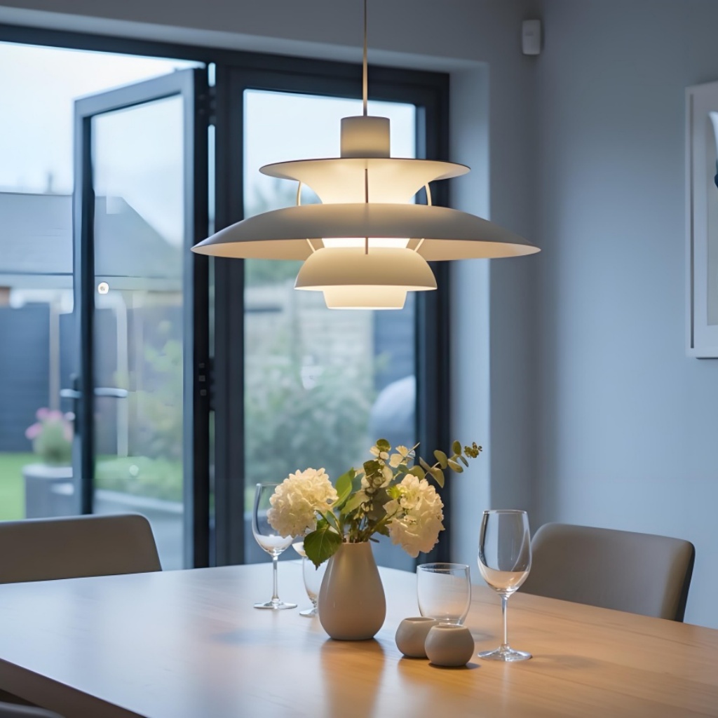 Pendant light in dining room setting
