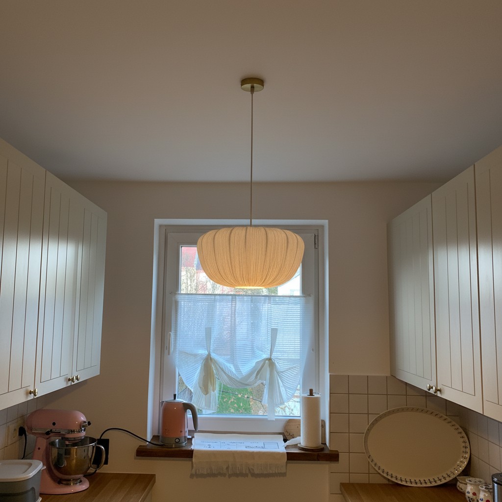 Ostrea pendant installed in Elena's kitchen
