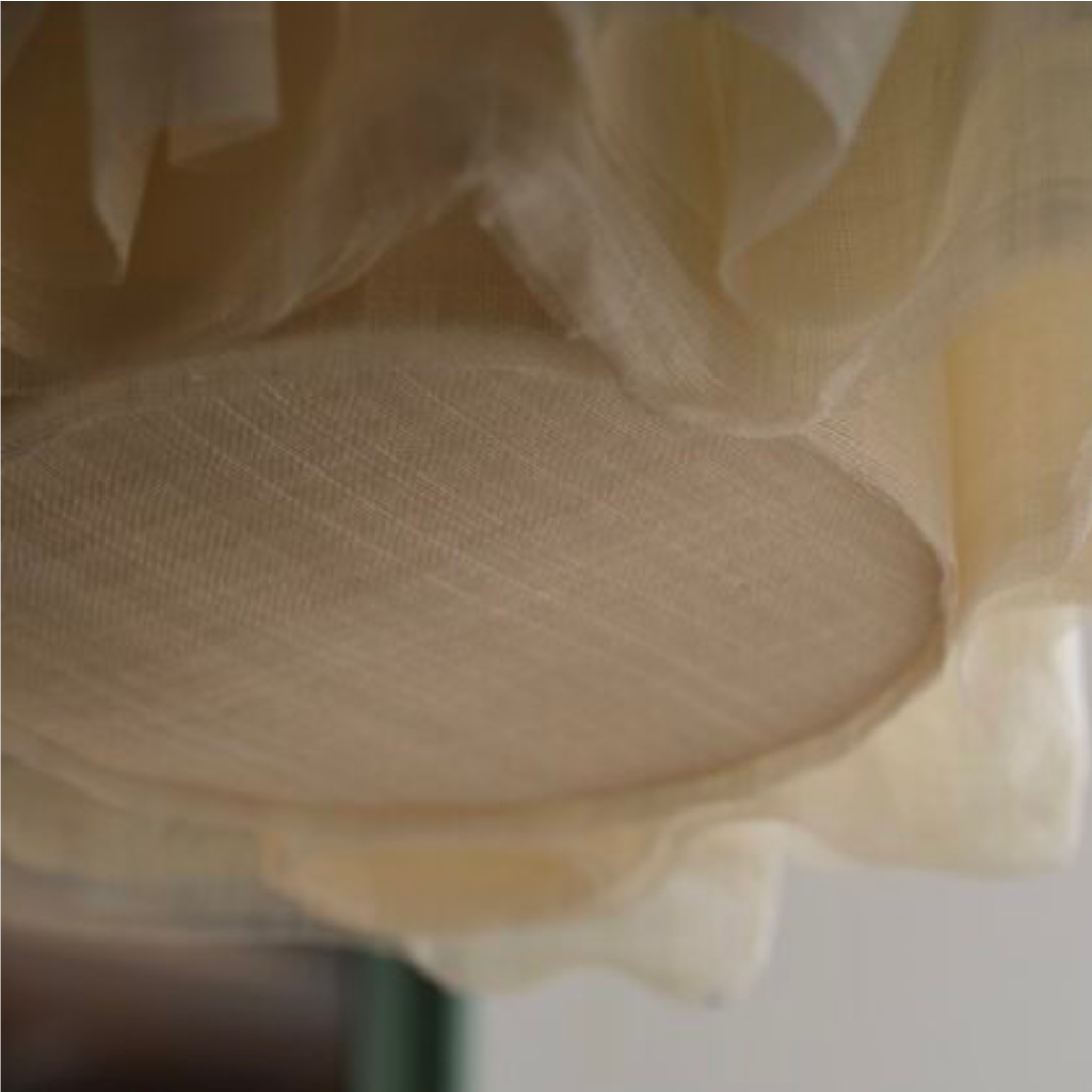 Close view of textured pleated fabric shade