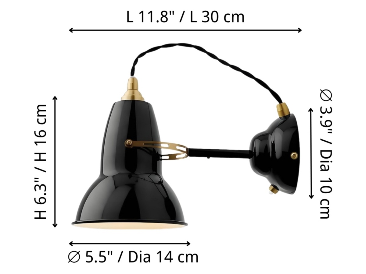 Modryx wall light size diagram
