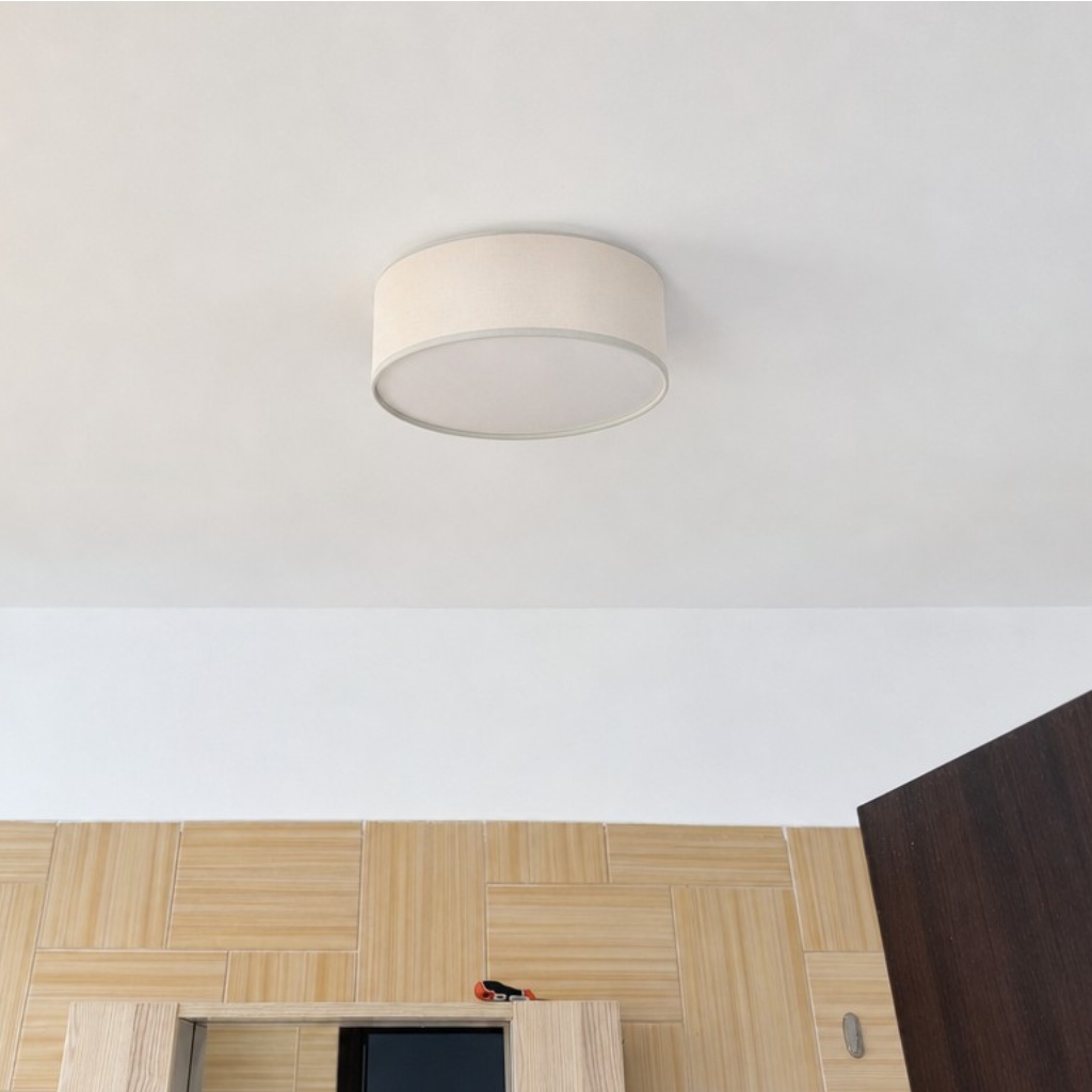 Customer room photo with flush mount light