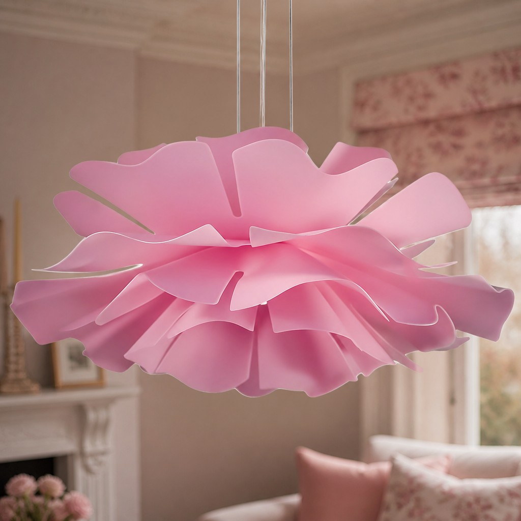 Pink flower pendant light colour option
