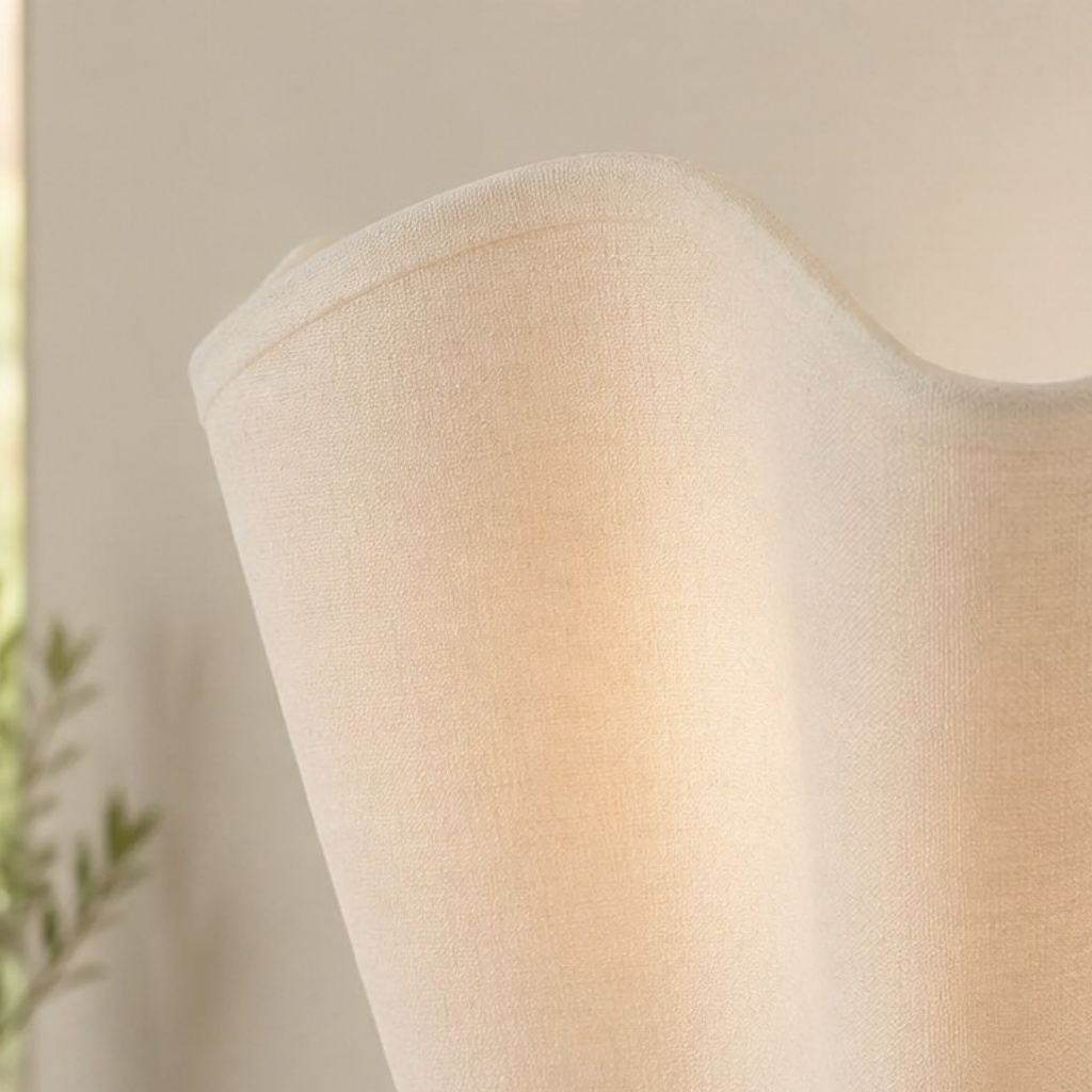 Curved linen shade edge detail