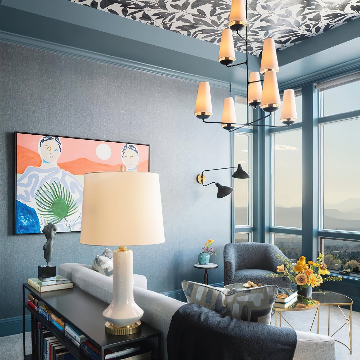 Fontaine Vertical Chandelier lounge scene