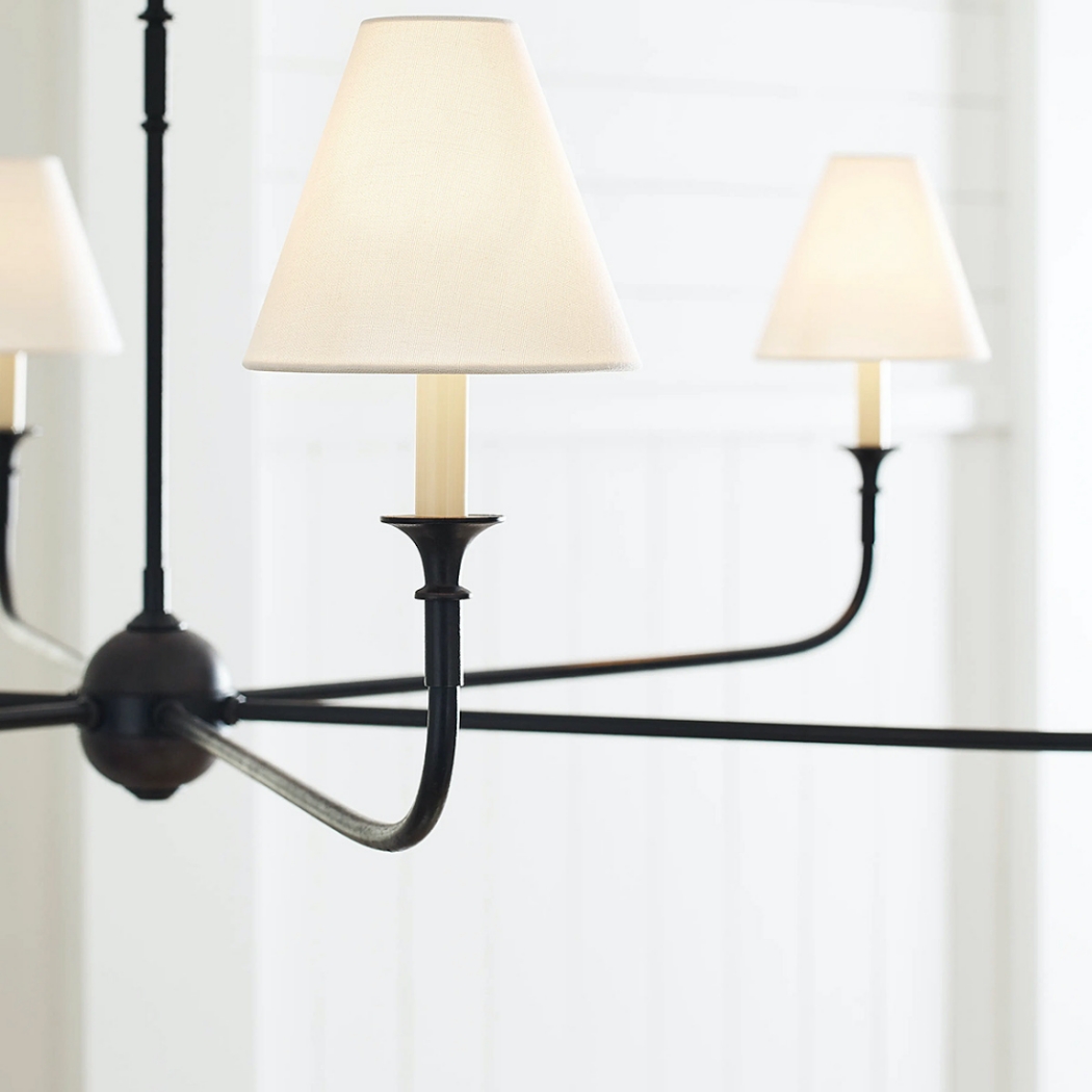 Steel arm and fabric shade detail