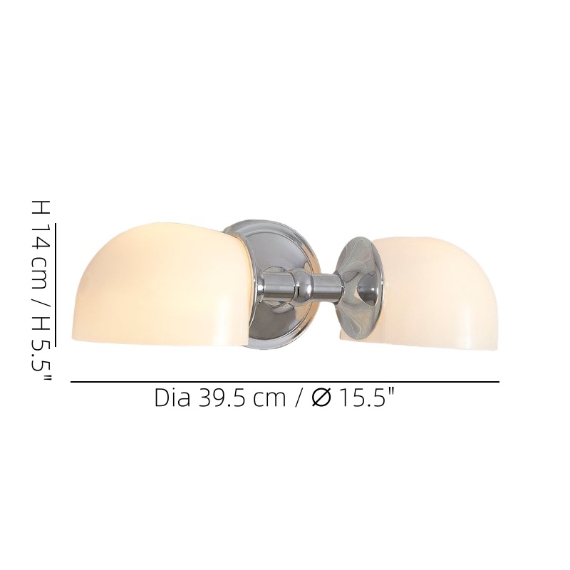 Modern Mercer Double Horizontal Metal Wall Sconce dimensions diagram