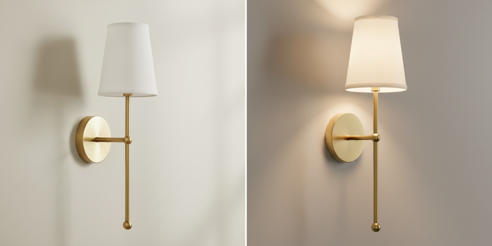 Switch light comparison for the gold wall lamp