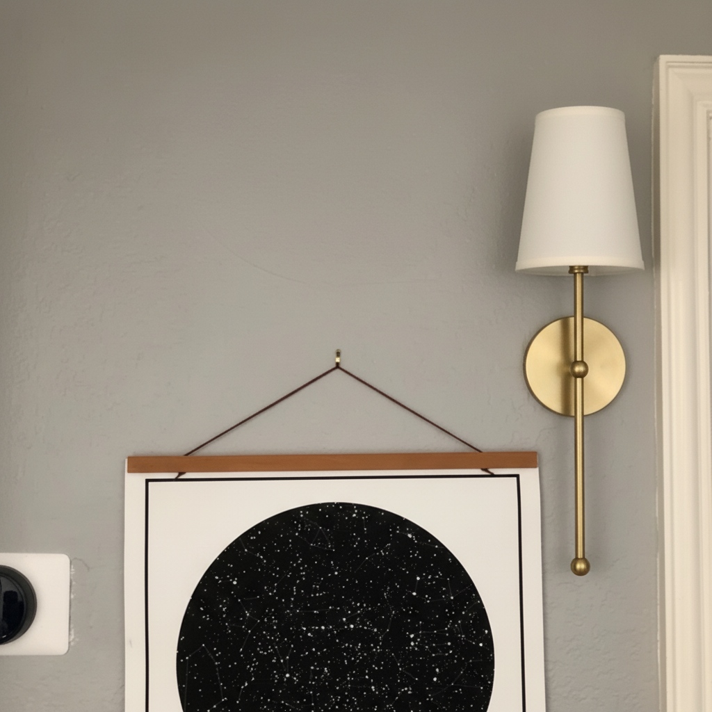 Customer wall decor scene with gold wall lamp