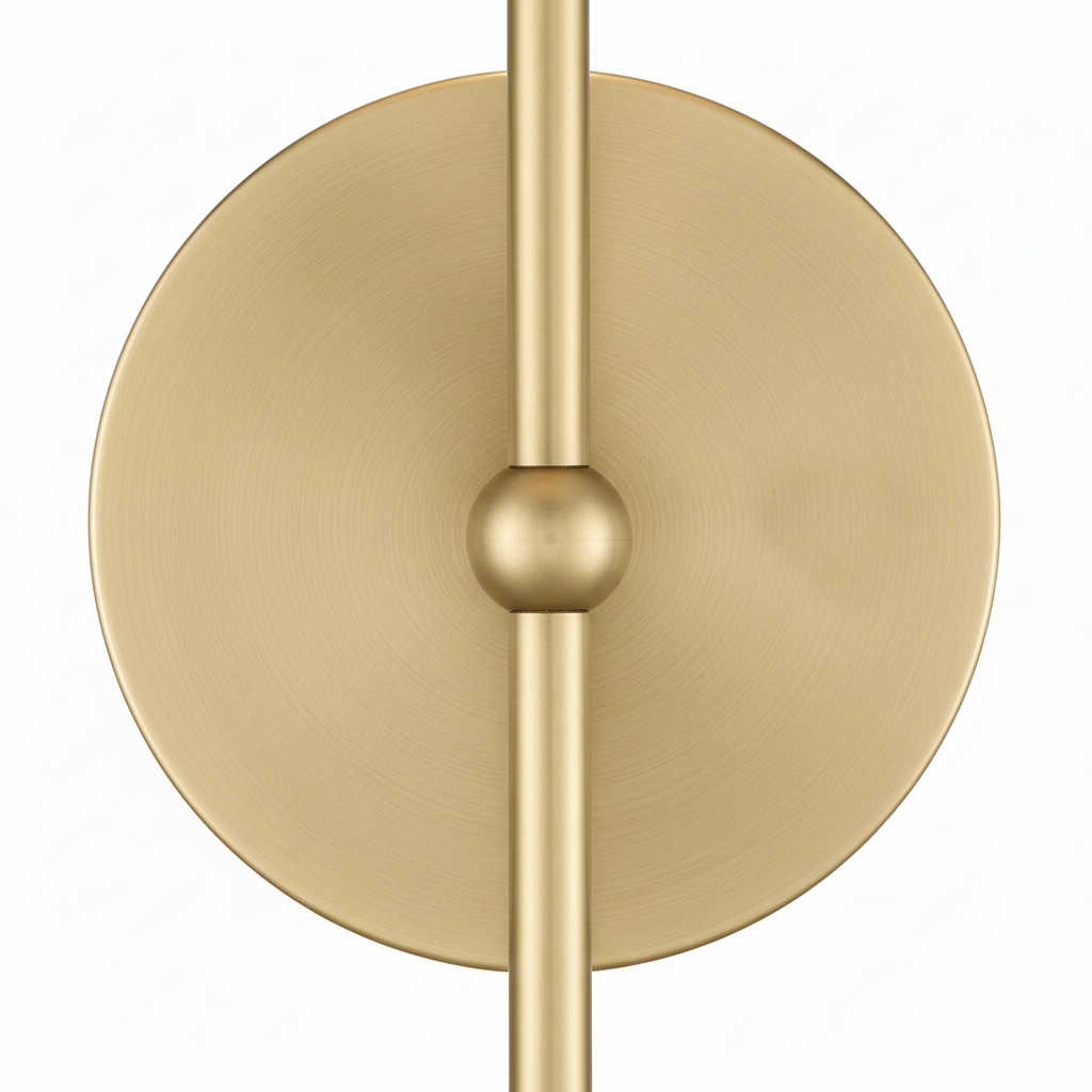 Close-up of the gold wall plate and arm