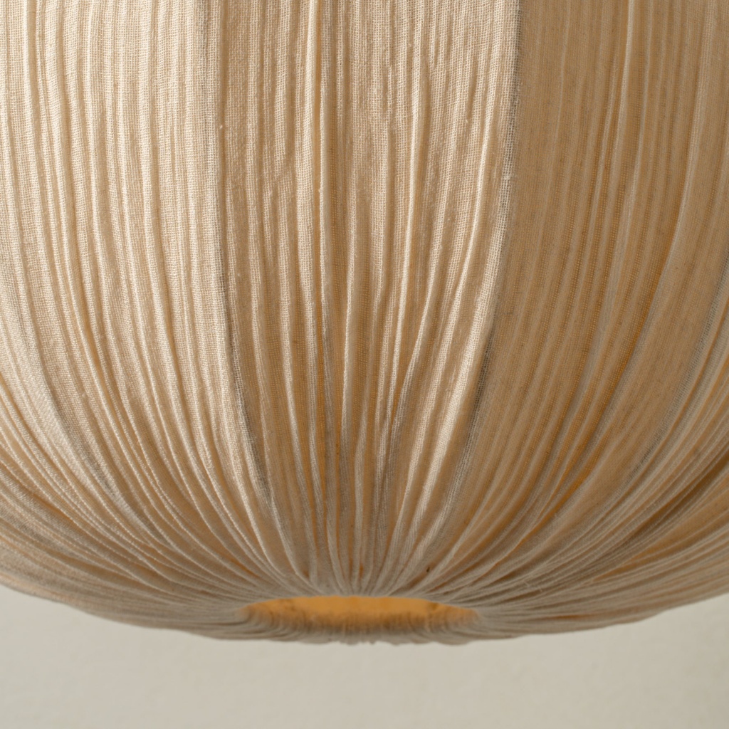 Close-up of Ostrea pleated linen shade texture
