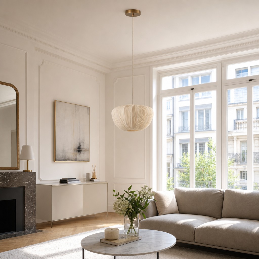 Ostrea pendant in a bright living room