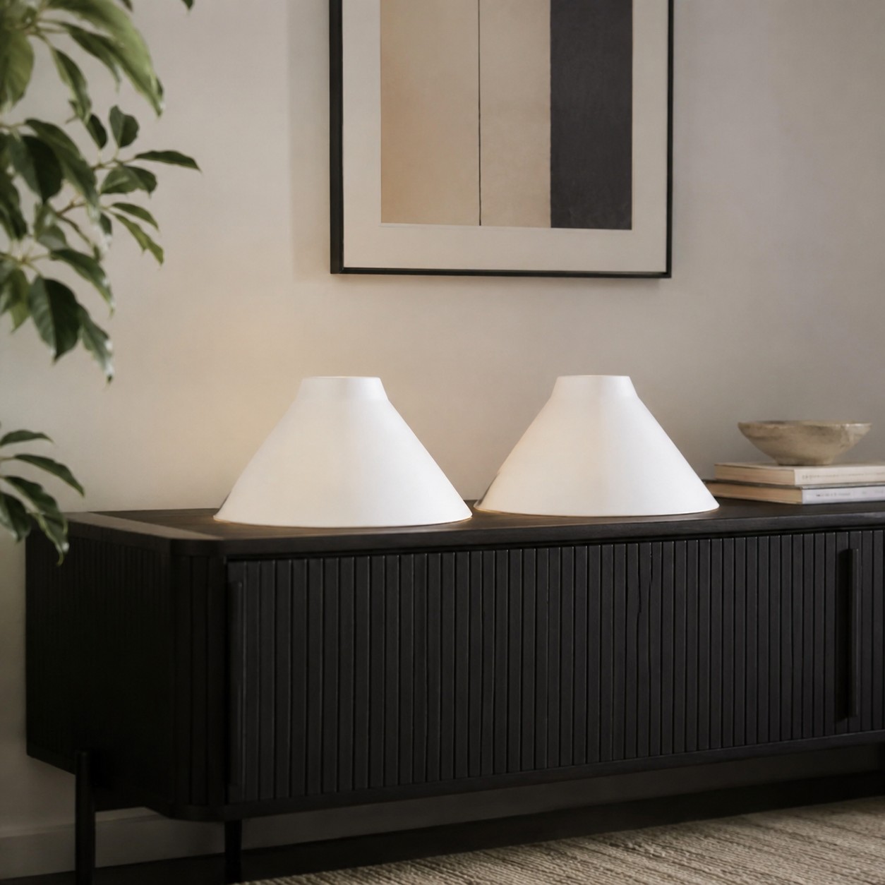 White aluminum lampshades detail for Thetford Pendant Light