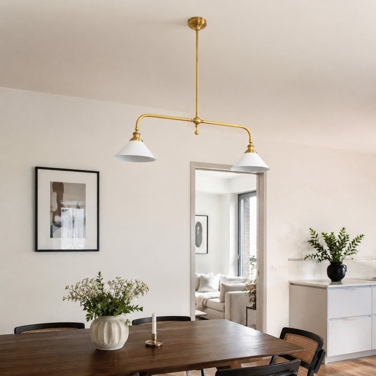 Thetford Pendant Light centred above a dining table
