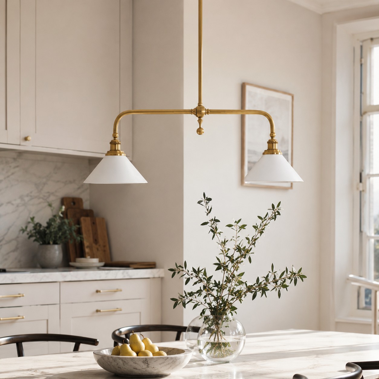 Thetford Pendant Light above a kitchen and dining area
